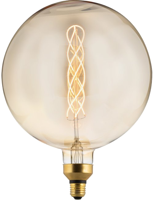 Lampadina a globo grande in vetro ambra con filamento LED a spirale