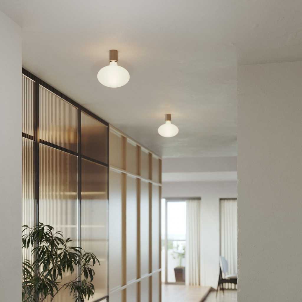 Metal wall lamp with Ellipse porcelain-effect LED bulb – Brushed titanium – photo 2