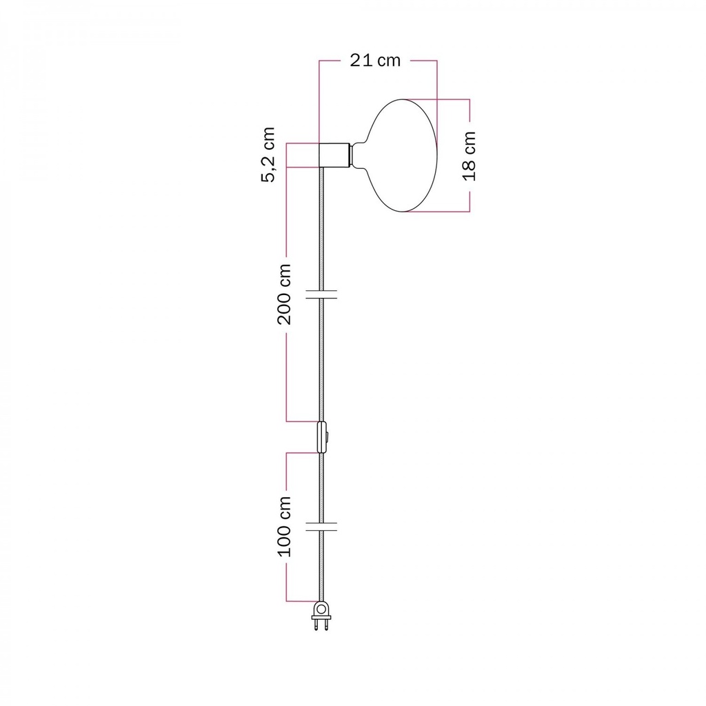 Applique con spina, finitura metallica e lampadina LED Ellipse effetto porcellana – Senza lampadina, Titanio satinato, Spina EU – foto 5