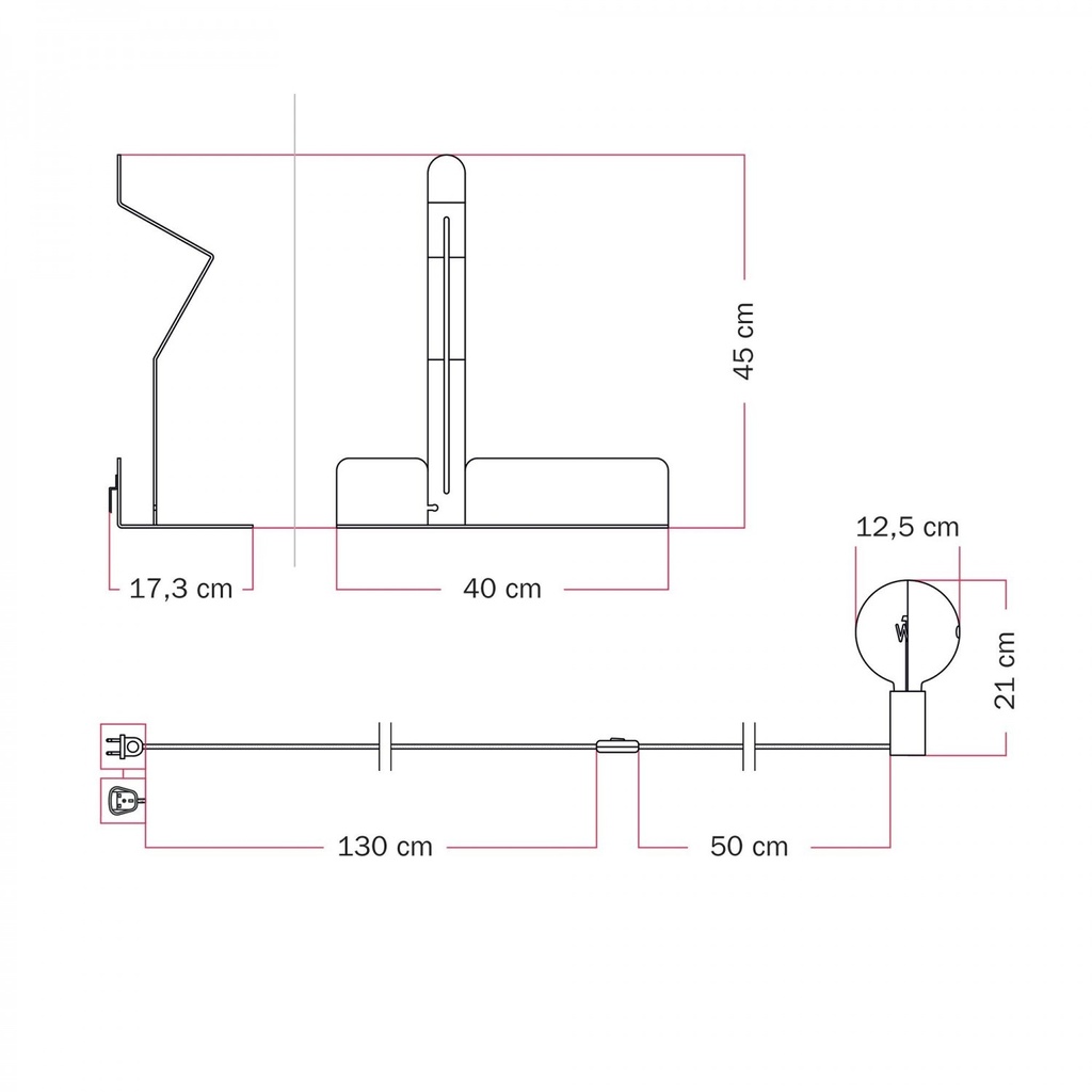 Wandleuchte Murio Talia mit Ablage und lackierter LED-Glühbirne G125 – Weiß, EU-Stecker – Foto 4