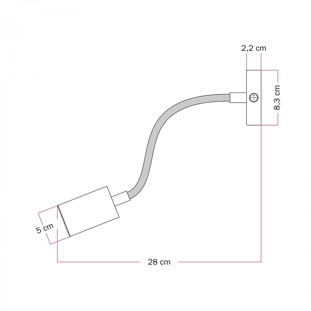 Wall or ceiling lamp with GU10 Bispot spotlight and flex arm – Black, With switch – photo 4
