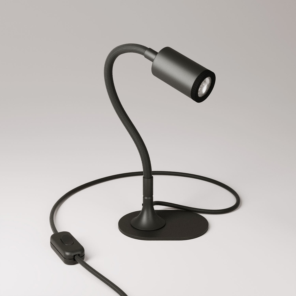 MAG-Y Schreibtischlampe mit Flex, ovalem Metallfuß und Spotlicht – Ohne Leuchtmittel, Schwarz, EU-Stecker – Foto 4