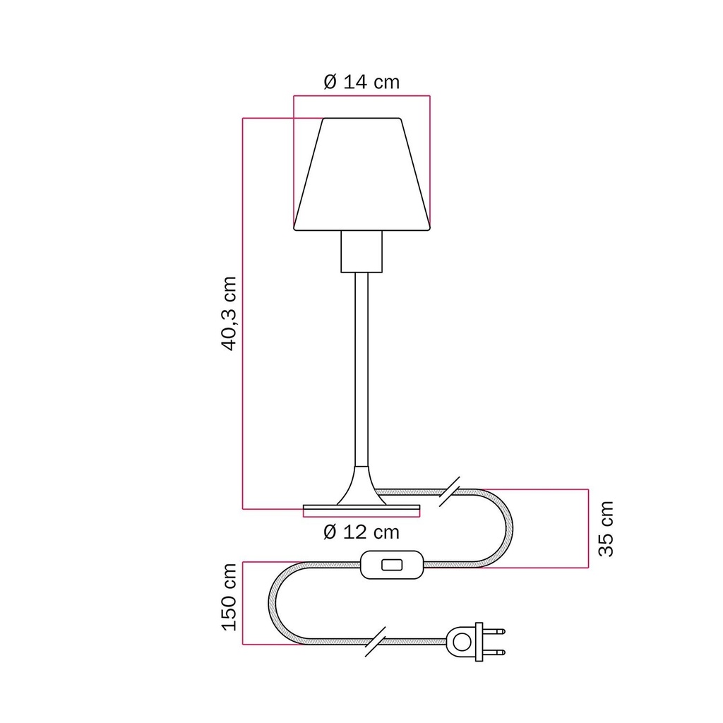 Tischleuchte MAG-Y mit runder Metallbasis und Lampenschirm – Ohne Leuchtmittel, Schwarz, EU-Stecker – Foto 6