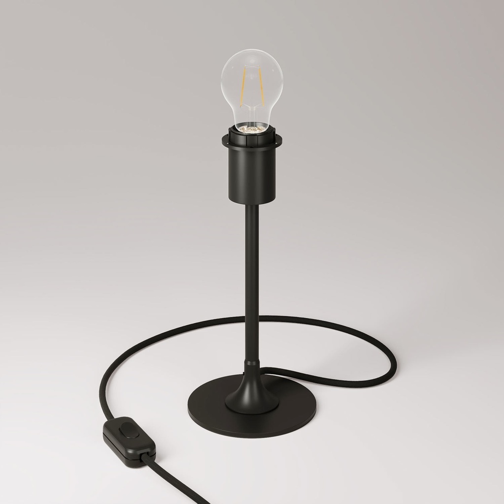 MAG-Y table lamp with round metal base and fitting for lampshade – Without bulb, Black, EU plug – photo 3