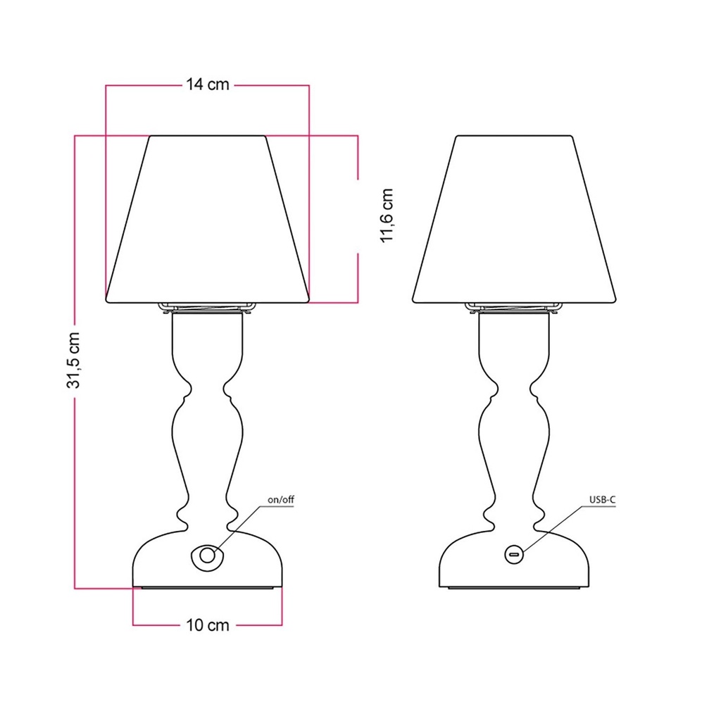 Lampe portable rechargeable Cabless14 avec ampoule goutte et abat-jour – Blanc – photo 4