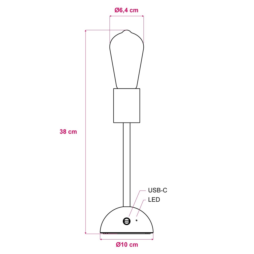 Lampada portatile e ricaricabile Cabless02 con lampadina Edison ST64 dorata – foto 7
