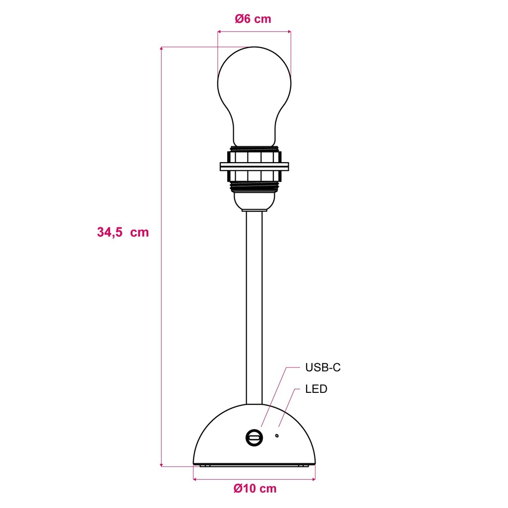 Lampe portable rechargeable Cabless12 avec ampoule goutte et fixation pour abat-jour – photo 6
