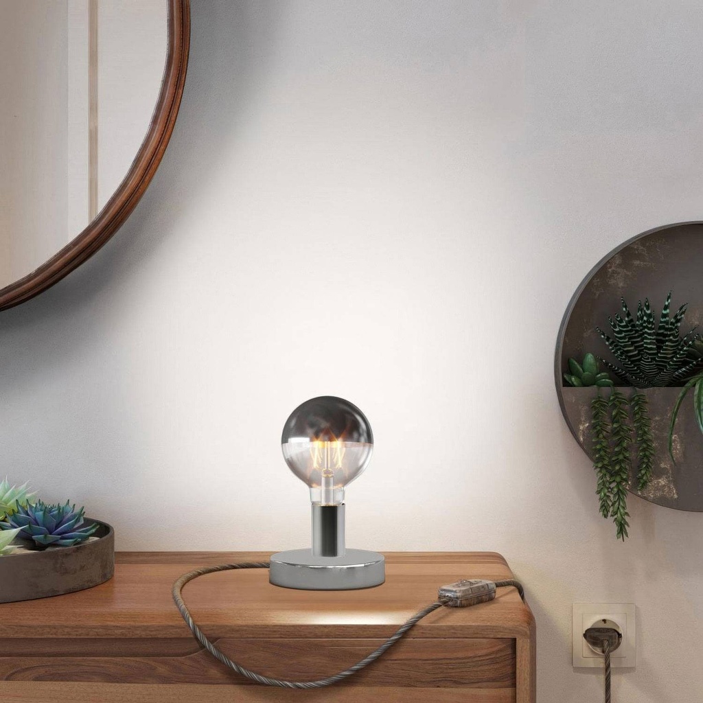 Posaluce Half Cup metal table lamp – Chrome, European (EU), With switch – photo 2