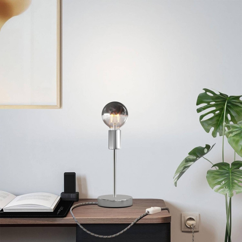 Lampe de table Alzaluce Half Cup en métal – Chrome, UE, Avec interrupteur – photo 2