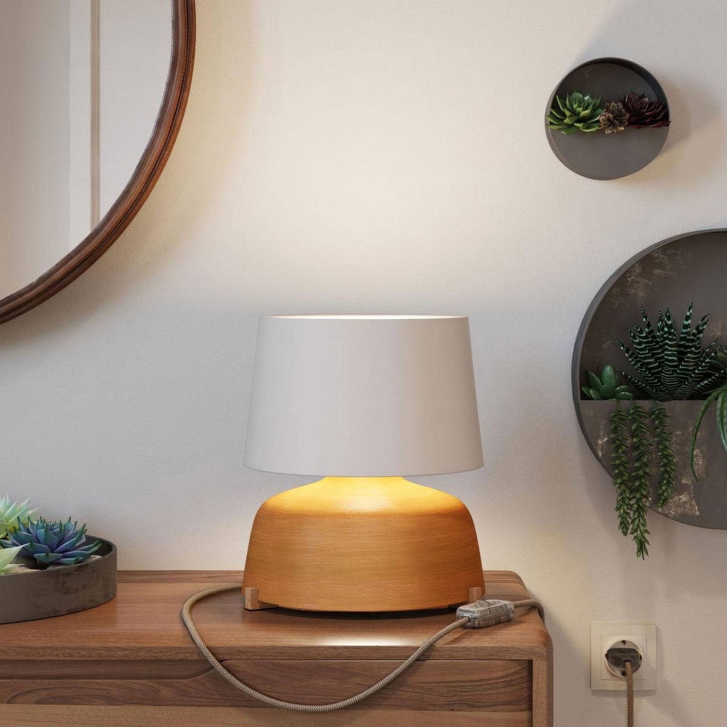 Lampada da tavolo in ceramica Coppa con paralume Athena – Senza lampadina, Bianco, Spina EU – foto 2