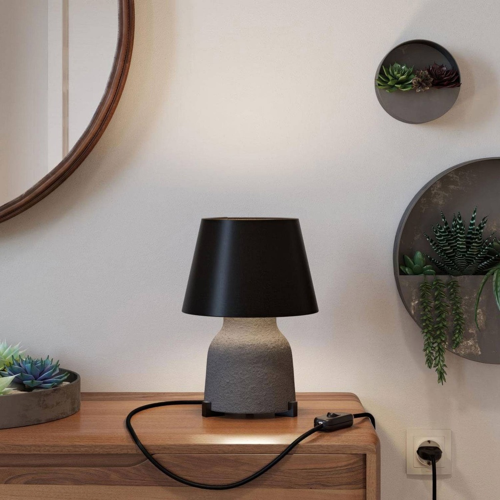 Lampada da tavolo in ceramica Vaso con paralume Impero – Senza lampadina, Nero, Spina EU – foto 2