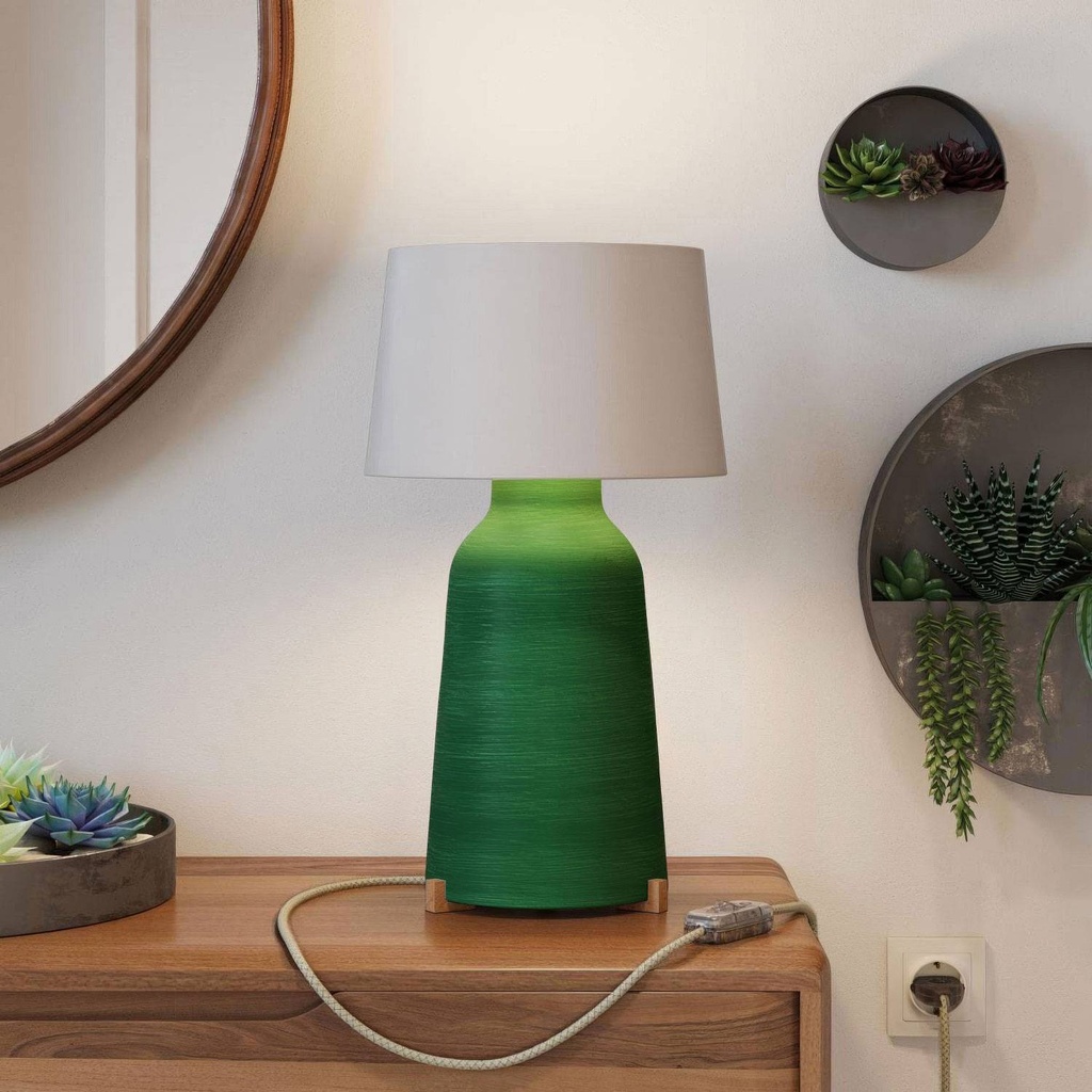 Lampada da tavolo in ceramica Bottiglia con paralume Athena – Senza lampadina, Bianco, Spina EU – foto 2