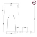 Lampada da tavolo in ceramica Bottiglia con paralume Athena – Senza lampadina, Bianco, Spina EU – foto 4