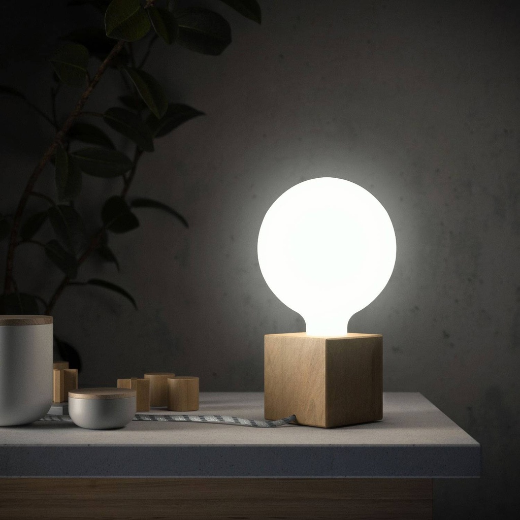 Posaluce Cubetto, lampe de table en bois naturel – Sans ampoule, Fiche UE – photo 2
