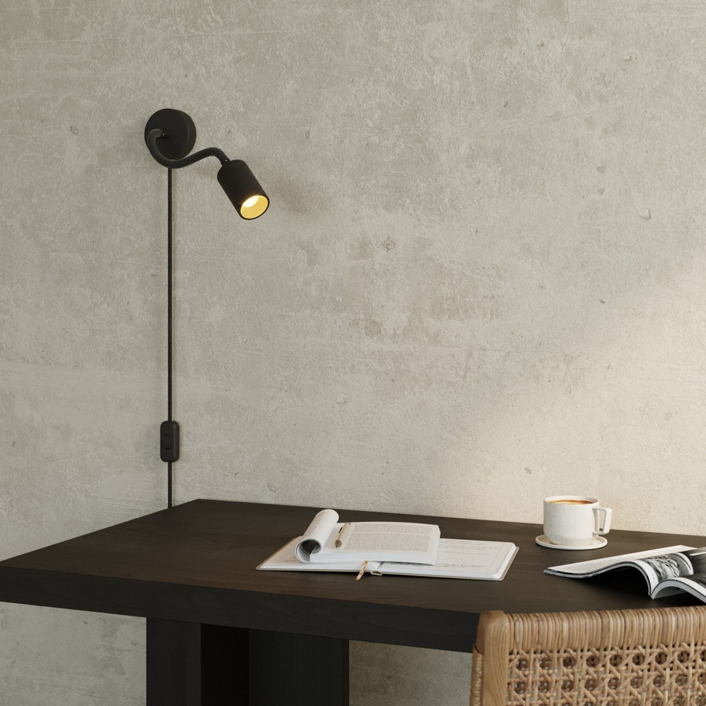 Lampada con spina e braccio snodabile, faretto Spotlight GU1 1