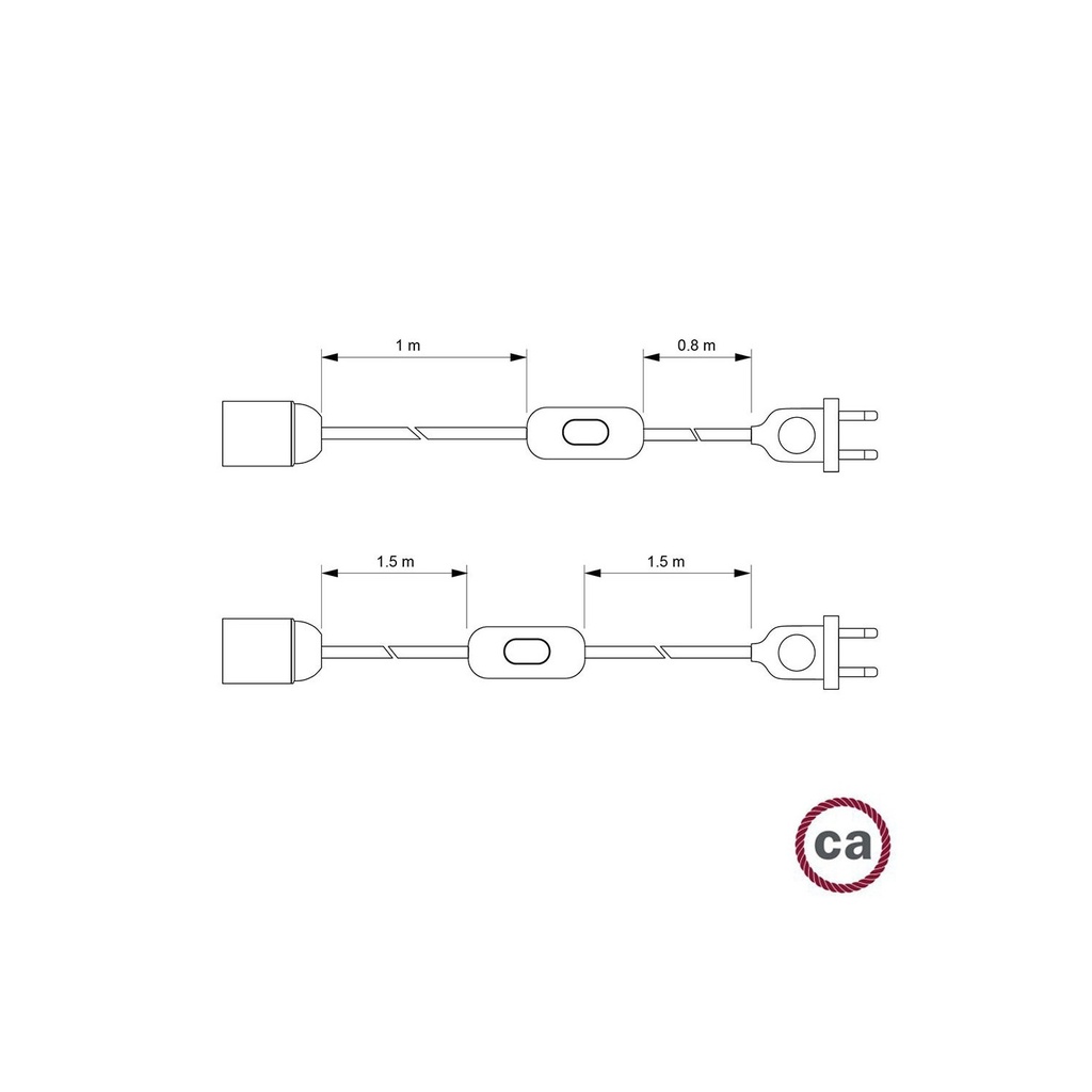 SnakeBis for lampshade - Wiring with lamp holder and coloured textile cable – EU, RN06, 3 metres, E14 – photo 3