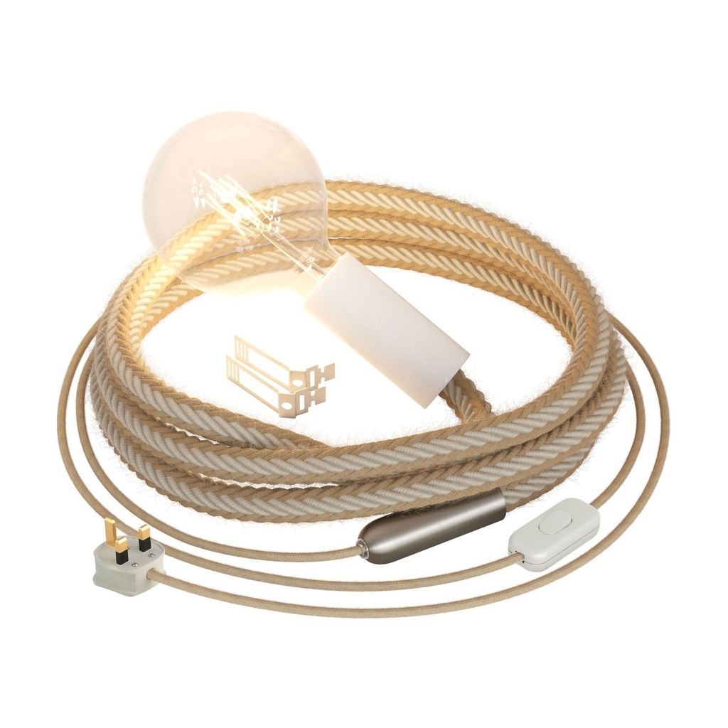 SnakeBis Corda, lampada plug-in con cordone trecciato in jut 2