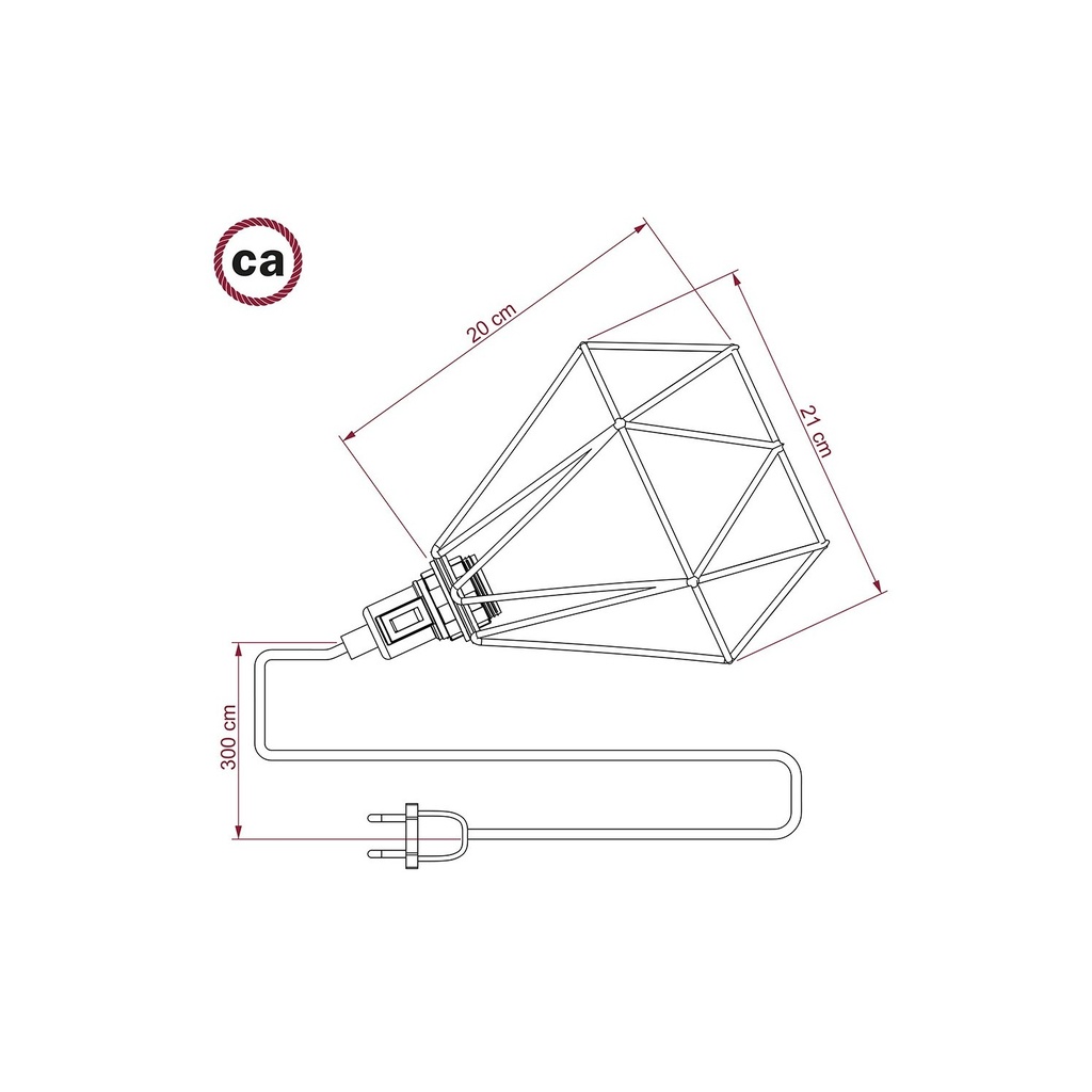 Table Snake - Lampada plug-in con paralume a gabbia Diamond – Bianco, Spina EU – foto 4