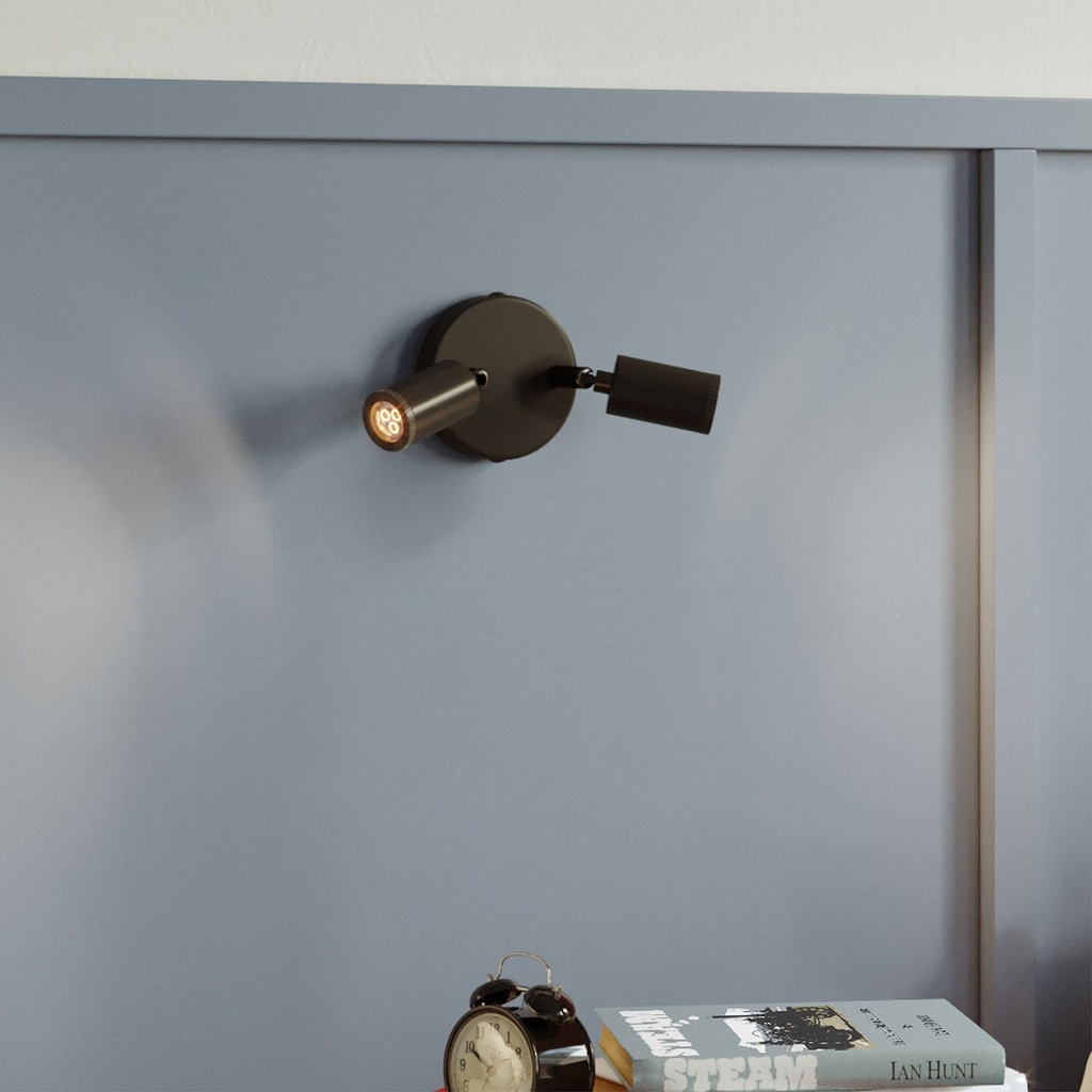 Fermaluce Wandleuchte mit 2 schwenkbaren Mini-Spotlights GU10 – Nein, Schwarz – Foto 3