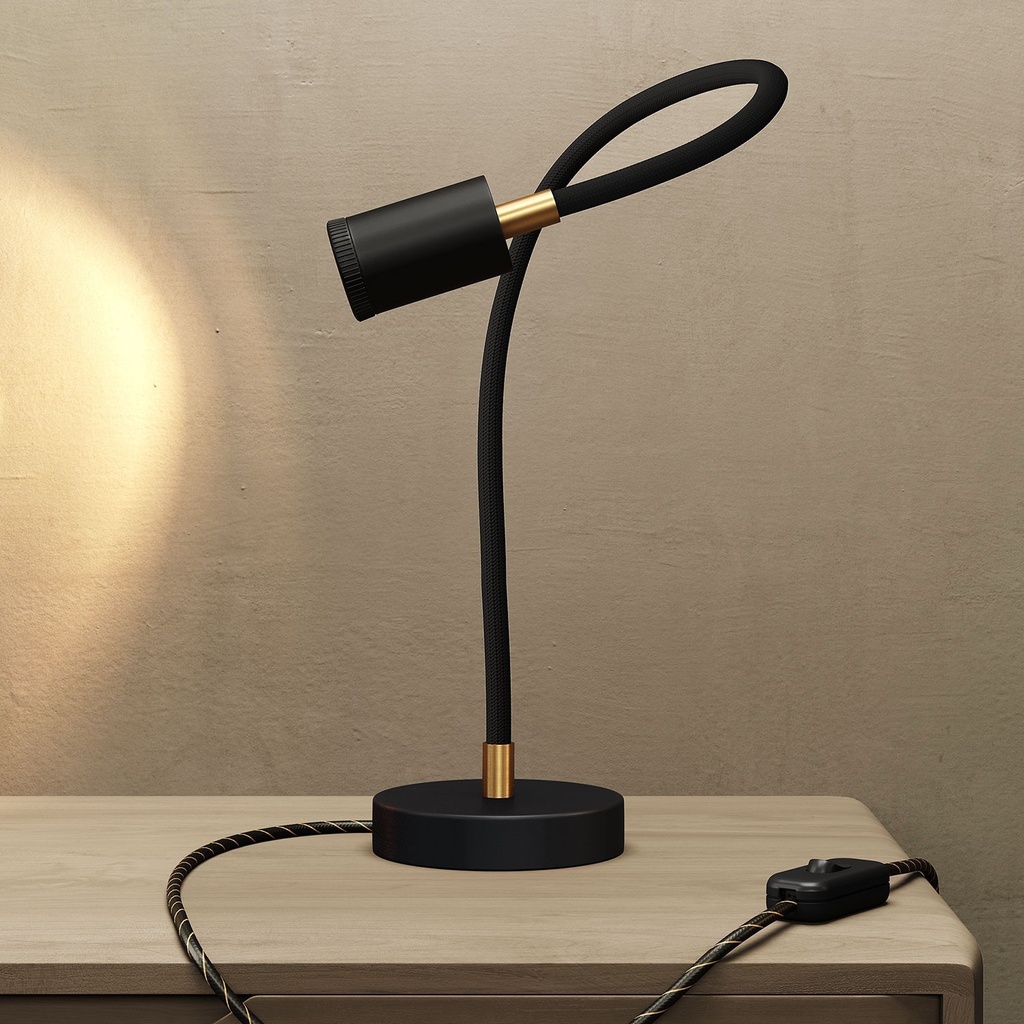 Lampada da tavolo snodabile Table Flex GU10 con mini faretto LED – Nero, Europea (EU) – foto 2