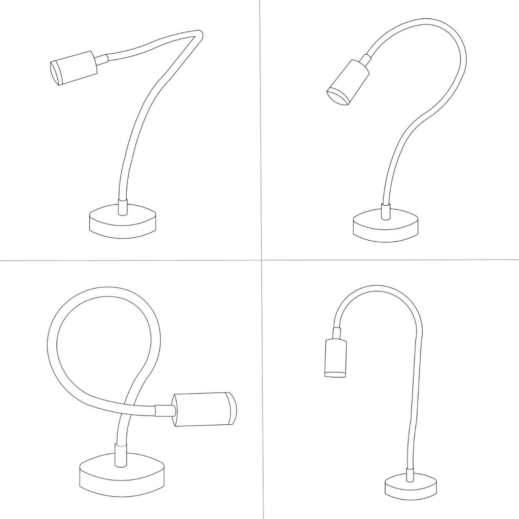 Lampada da tavolo snodabile Table Flex GU10 con mini faretto LED – Nero, Europea (EU) – foto 6