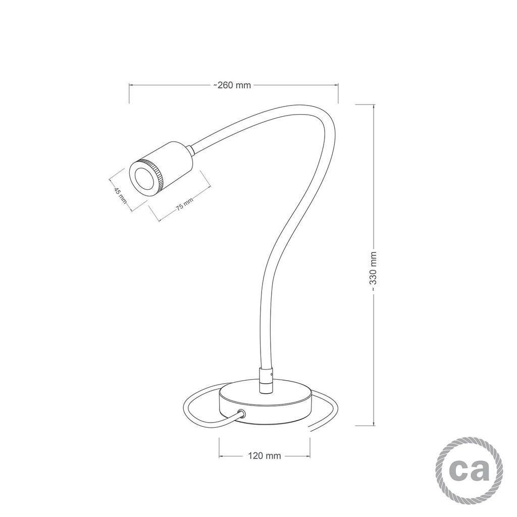 Lampada da tavolo snodabile Table Flex GU10 con mini faretto LED – Nero, Europea (EU) – foto 7