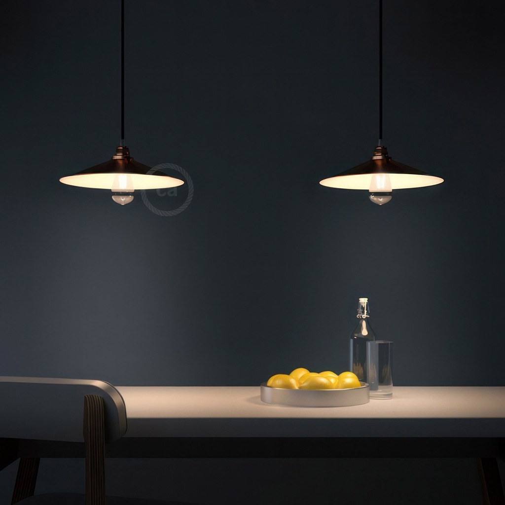 Pendant lamp with fabric cable, Swing lampshade and metal details – No, Without bulb, Black – photo 2