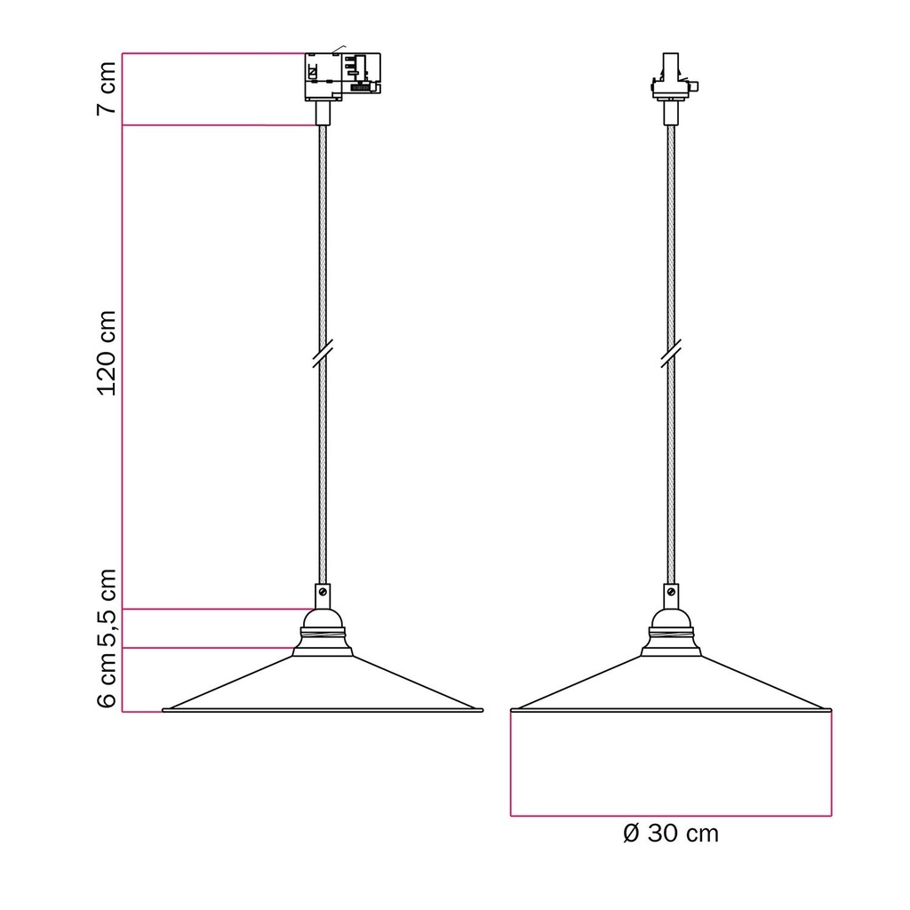 Pendant lamp with Swing shade for tracks – Without bulb, Brass, Powergear – photo 6