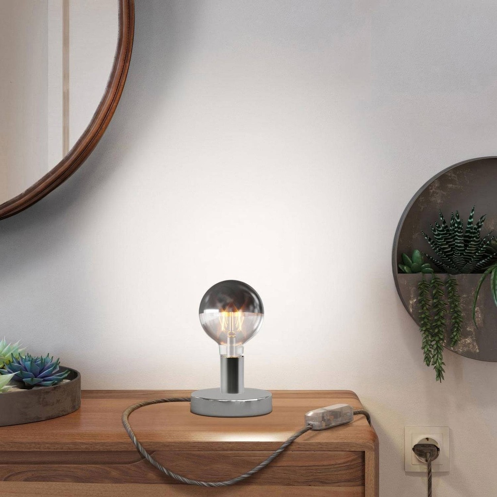 Posaluce Half Cup metal table lamp – Chrome, European (EU), With switch – photo 7