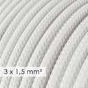 Schuko multi-socket with glossy white fabric cable and Schuko plug – White – photo 2