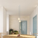 Suspension multiple à 2 lumières avec câble textile et finitions en métal – Standard, Sans ampoule, Blanc – photo 2