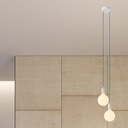Suspension multiple à 2 lumières avec câble textile et finitions en métal – Standard, Sans ampoule, Blanc – photo 3