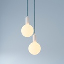 Suspension multiple à 2 lumières avec câble textile et finitions en métal – Standard, Sans ampoule, Blanc – photo 4
