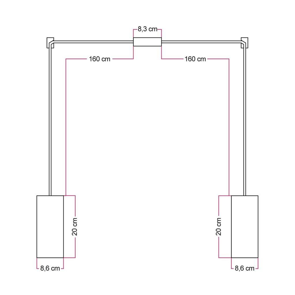 Lampada a 2 cadute con paralumi in legno TUB-E27 – Senza lampadina – foto 5