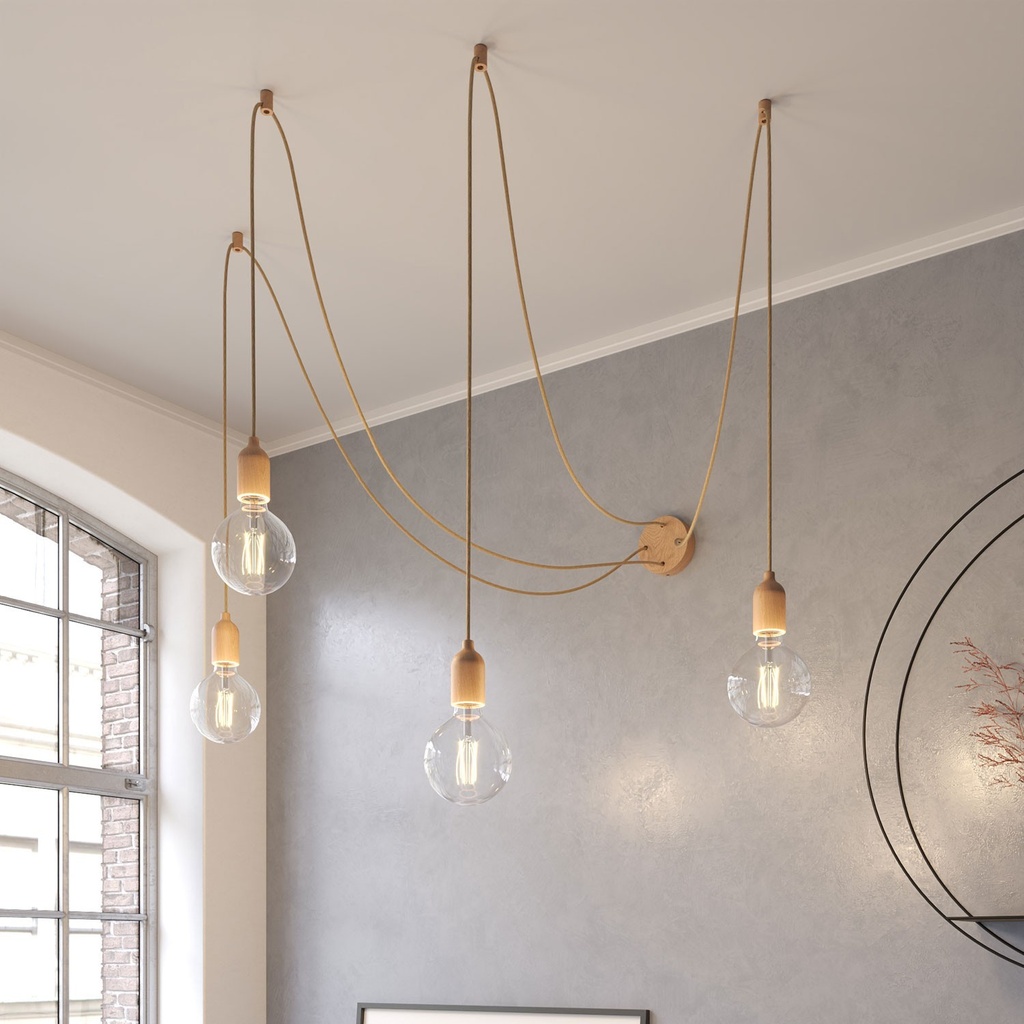 Spider Suspensions multiples 4 chutes avec finitions en bois – Sans ampoule, Neutre – photo 2