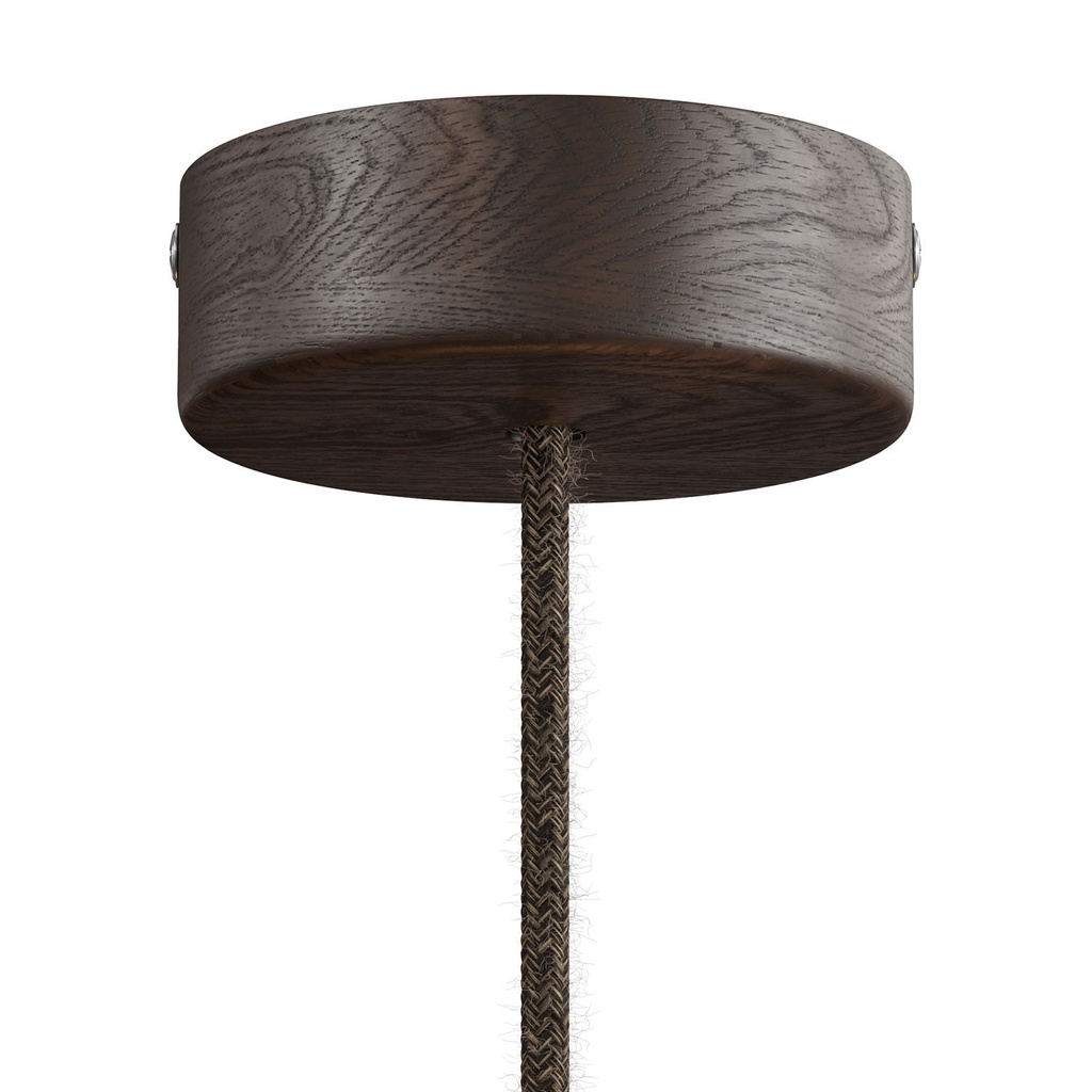 Suspension avec câble textile et finitions en bois – Sans ampoule, Effet wengé – photo 2