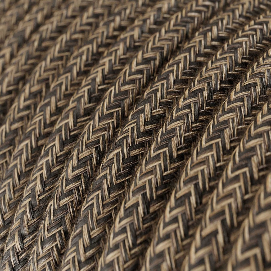Suspension avec câble textile et finitions en bois – Sans ampoule, Effet wengé – photo 5