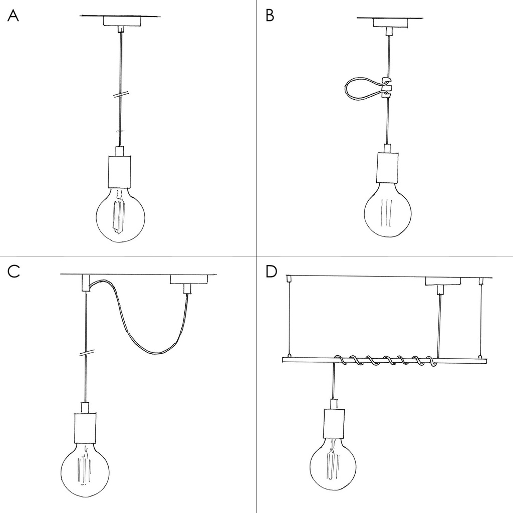 Suspension avec câble textile et finitions en bois – Sans ampoule, Effet wengé – photo 6