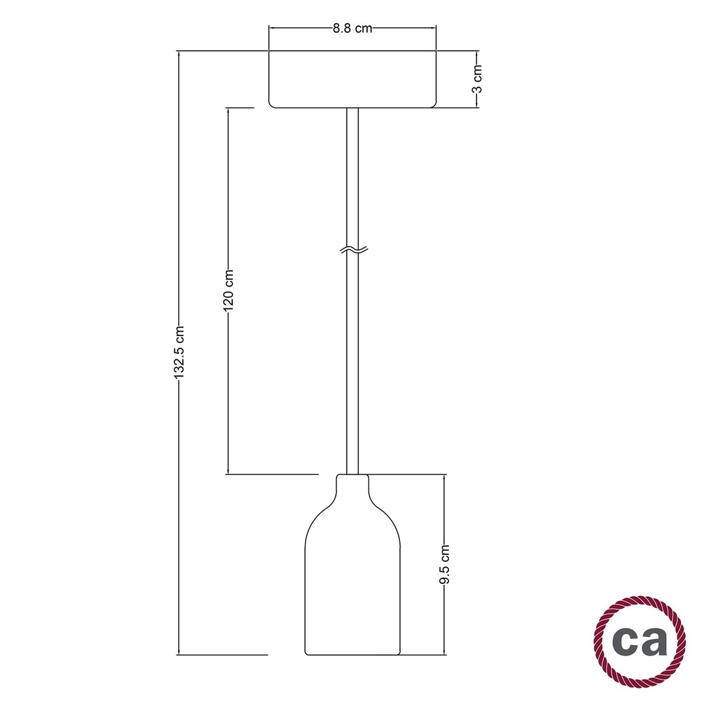 Suspension avec câble textile et finitions en bois – Sans ampoule, Effet wengé – photo 7