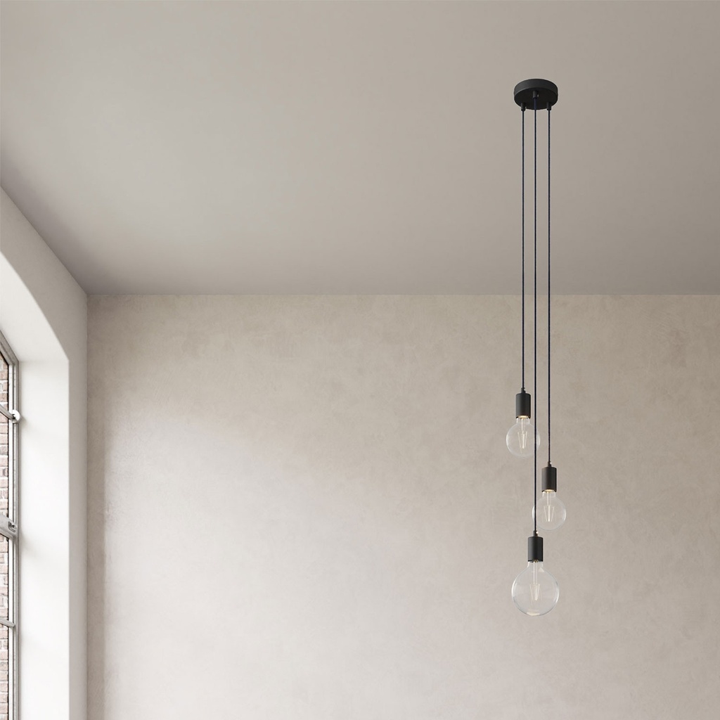 3-light multi-pendant lamp – No, Without bulb, Black – photo 3