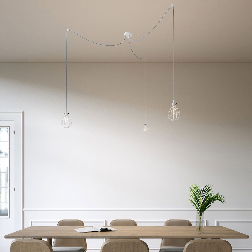 SPIDER - Lampada a sospensione a 3 cadute con paralume Drop 1