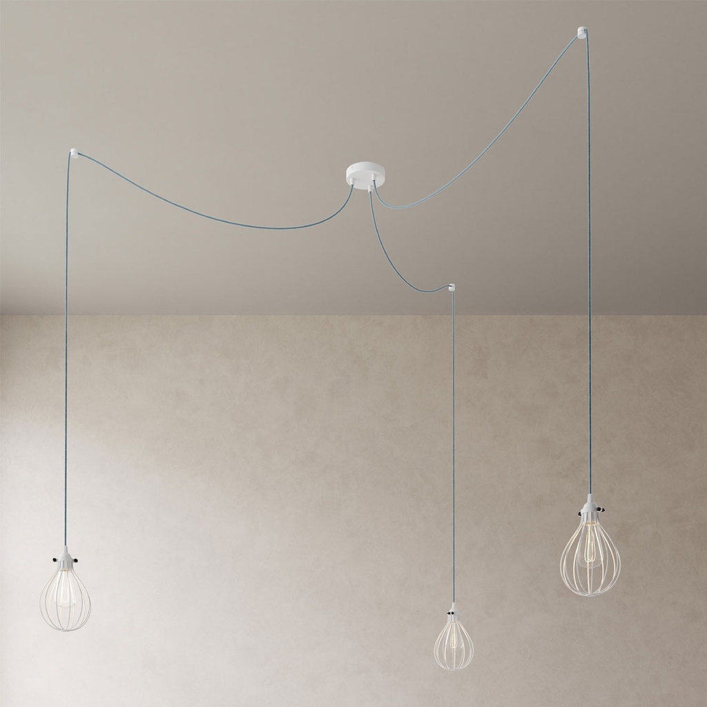 SPIDER - Suspension multiple à 3 abaissements avec abat-jour Drop – Non, Sans ampoule, Blanc – photo 3