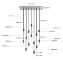 Suspension à 14 luminaires avec XXL Rose-One rectangulaire 675 mm – Sans ampoule, Blanc mat – photo 6
