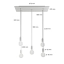 Pendelleuchte mit 5 Abhängungen und rechteckigem XXL Rose-One 675 mm – Ohne Leuchtmittel, Mattweiß – Foto 6