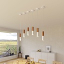 Pendant lamp with fabric cable and double Tub-E14 lampshade – No, Without bulb, Matt white and brushed copper – photo 3