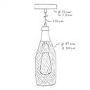 Pendant lamp with textile cable, Magnum bottle lampshade and metal details – No, Without bulb – photo 7