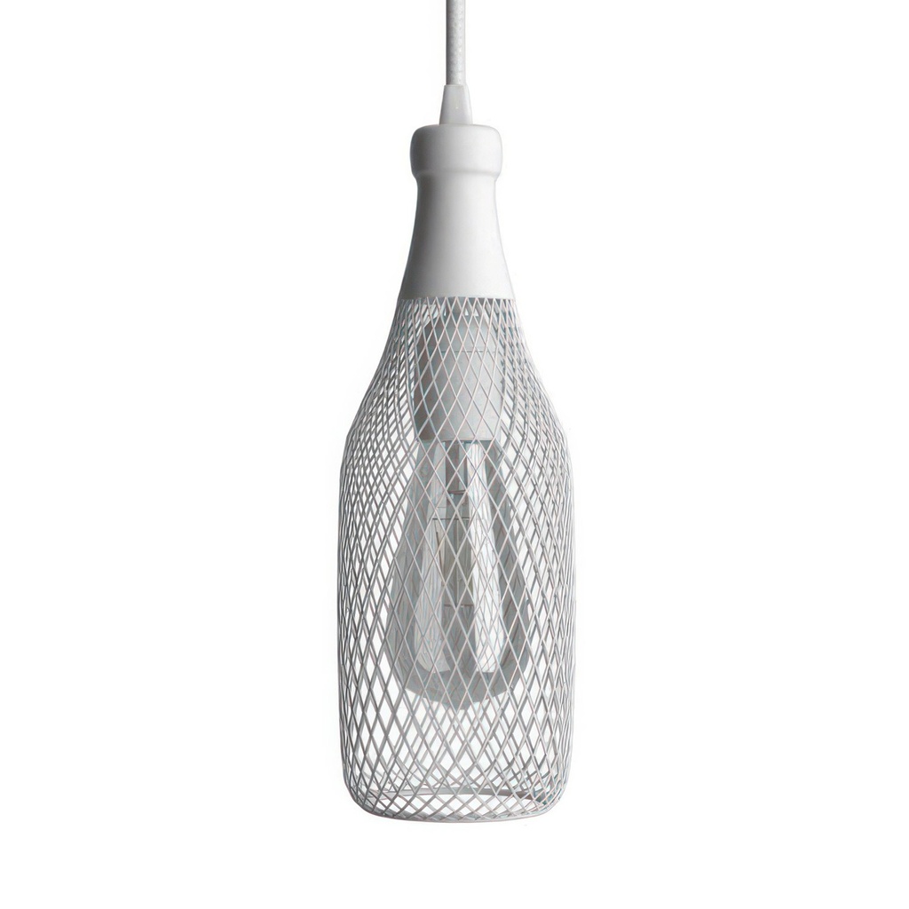 Pendant lamp with textile cable, Magnum bottle lampshade and metal details – photo 8