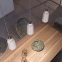 Pendelleuchte mit Textilkabel, Keramik-Lampenschirm und Metall-Details – Standard, Ohne Leuchtmittel, Weiß glänzend – Foto 4