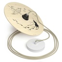 Pendelleuchte mit Textilkabel, doppelseitigem UFO-Holzschirm und Metall-Details – Ohne Leuchtmittel, Fernando Cobelo – Foto 2