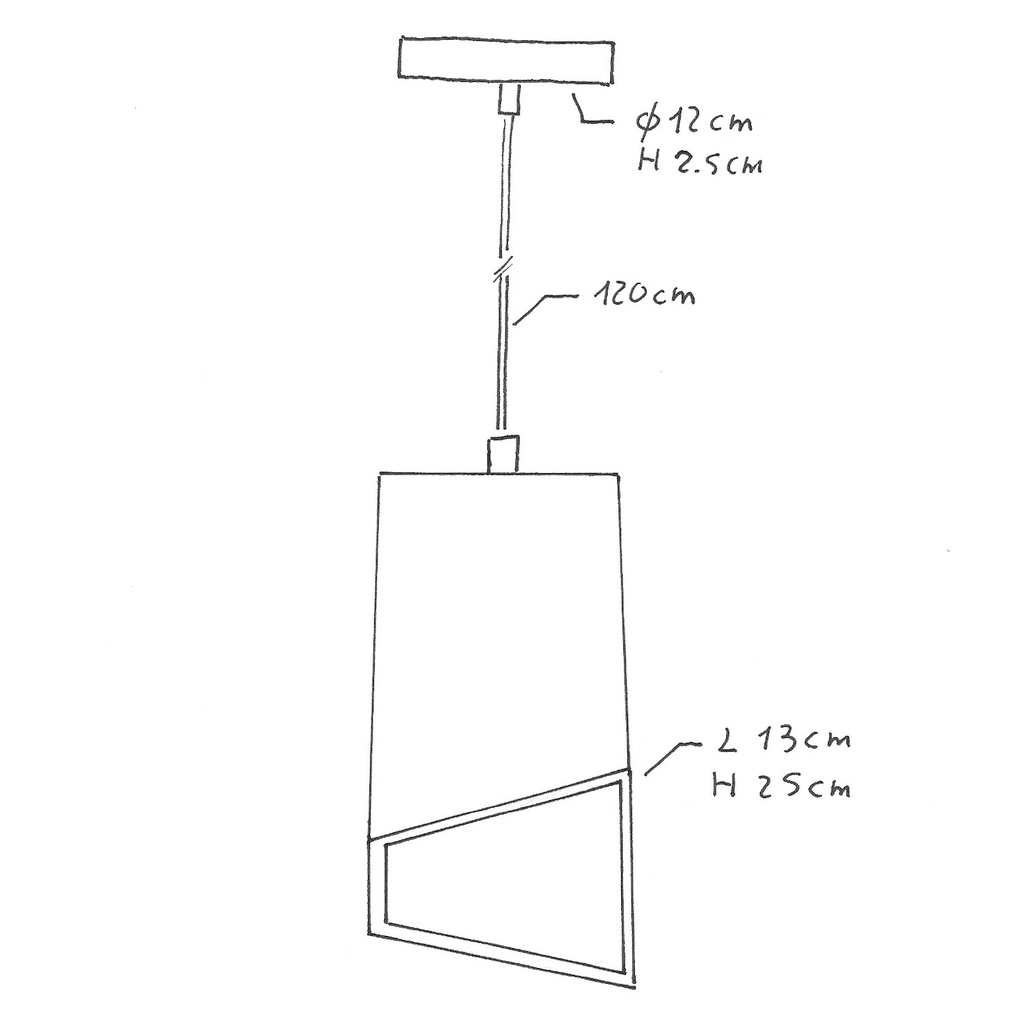 Suspension avec câble textile, abat-jour Prisma en ciment et finitions métalliques – Sans ampoule, Ciment clair – photo 4